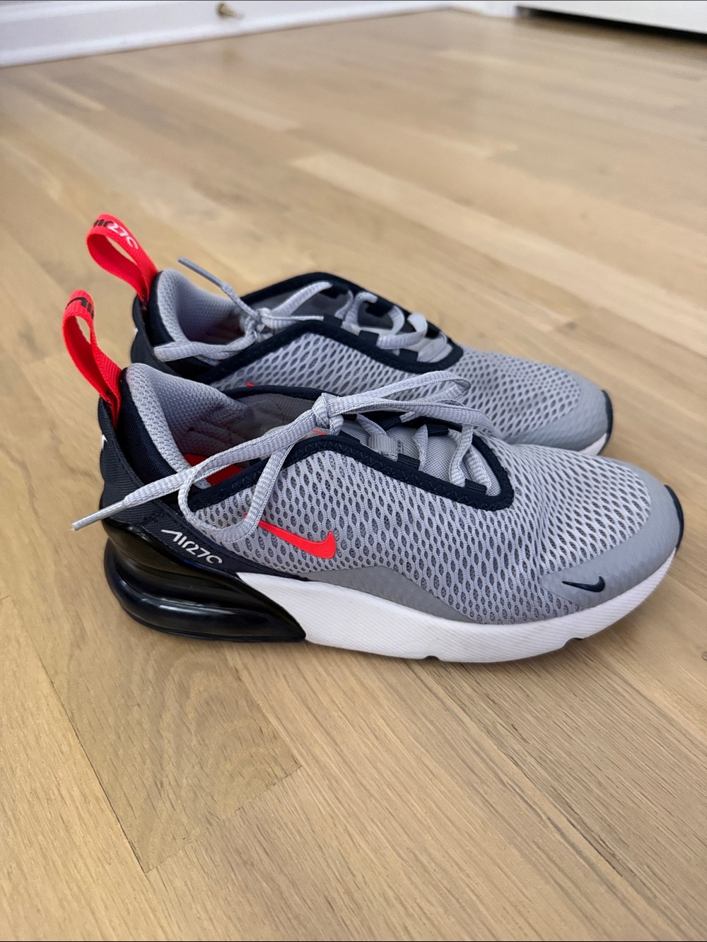 Nike Kids Grey Mesh & Red Accent Air Max Sneakers